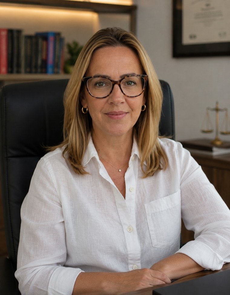 Dra. Angela Gambin em seu escritório